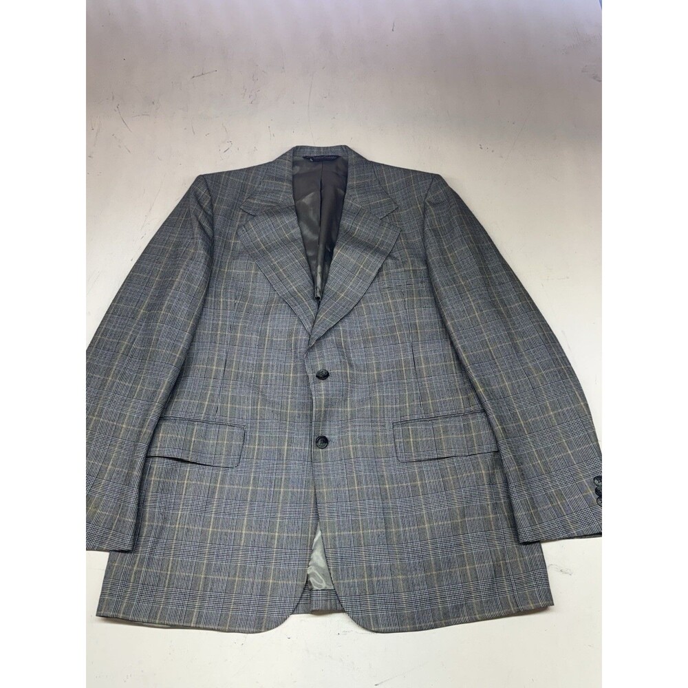 1970s Tweed 3 Piece Suit Gray Prince of Wales Glen Plaid Check 44L 38x33 Union - Picture 2 of 16